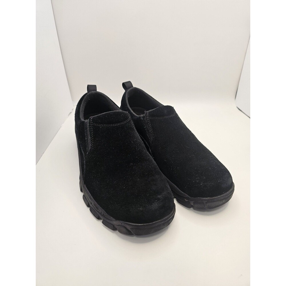 Lands' End Women's Black Suede Slip On Loafers, Comfort Casual Round Toe SZ: 9.5